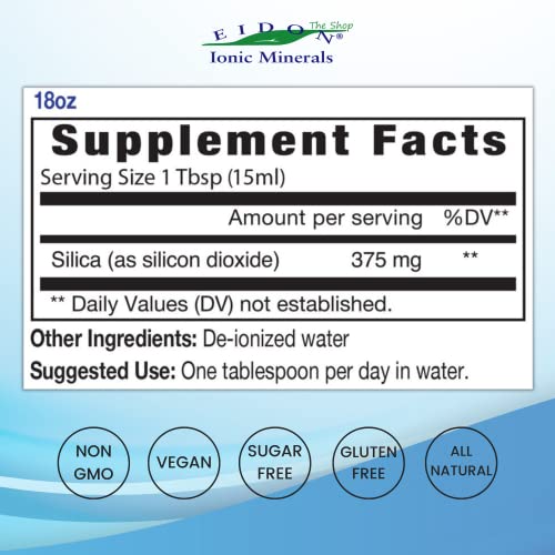 Liquid Silica Mineral Concentrate - Silica Supplement for Hair, Skin and Nails, Silica Drops to Support Collagen Production, Joint and Bone Health, Helps Manage Calcium - 18 oz