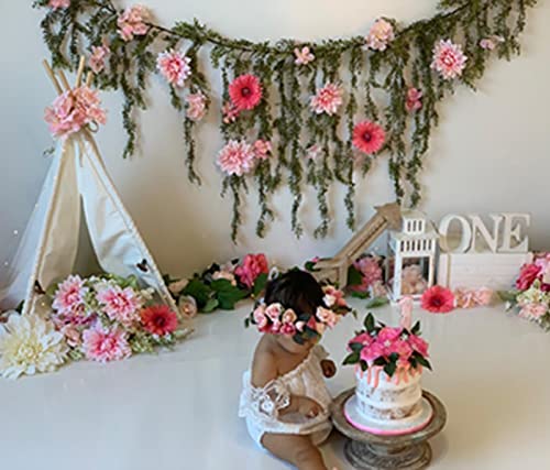 Adjustable Flower Crown Floral Headpiece Floral Crown Wedding Festivals Photo Props (baby pink)