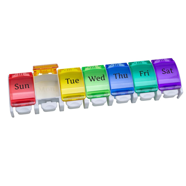 Ezy Dose Weekly (7-Day) Travel Pill Planner with pop-outs in Assorted Colors (6 pack)