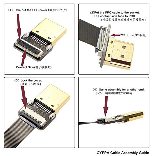 chenyang CY 20cm FPV HDMI Male to 90 Degree Down Angled