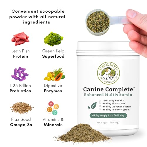 Canine Complete Dog Multivitamin - 1 Lb - Nutrient-Rich Multi-Vitamins and Supplements - Whole-Food Powder for Immune System, Skin, Coat &amp; Overall Health