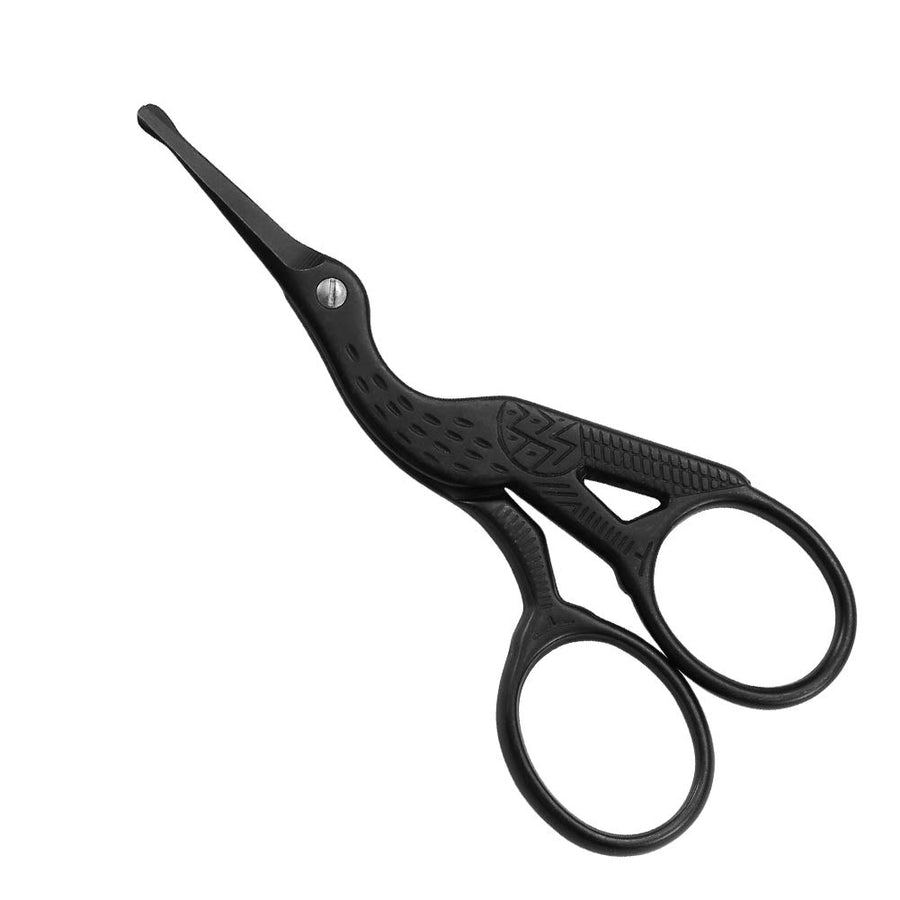 3.5 Rounded Tip Vintage Stork Scissors, Professional Stainless Steel with Black Titanium Coated, Cuticle Pedicure Beauty Grooming Scissors for Eyebrow, Facial Hair, Dry Skin, Nose Hair