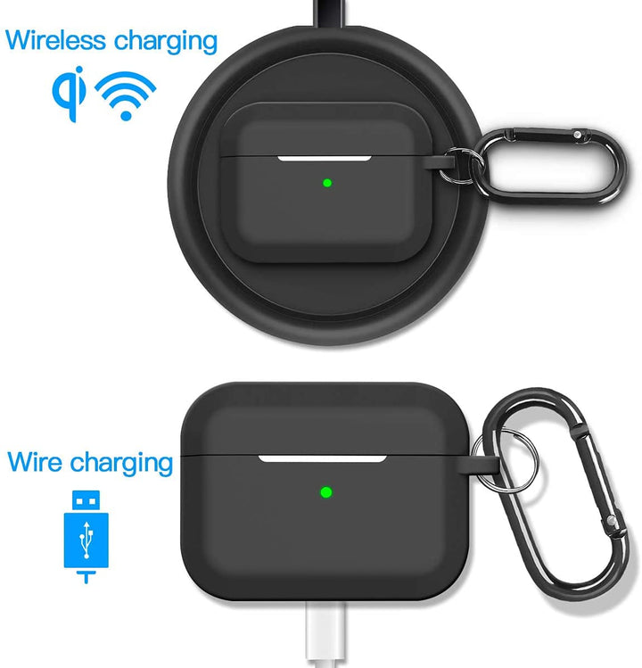 Airpods Pro Case Cover,Silicone Protective Skin Case for Apple Airpod Pro (Front LED Visible) Black