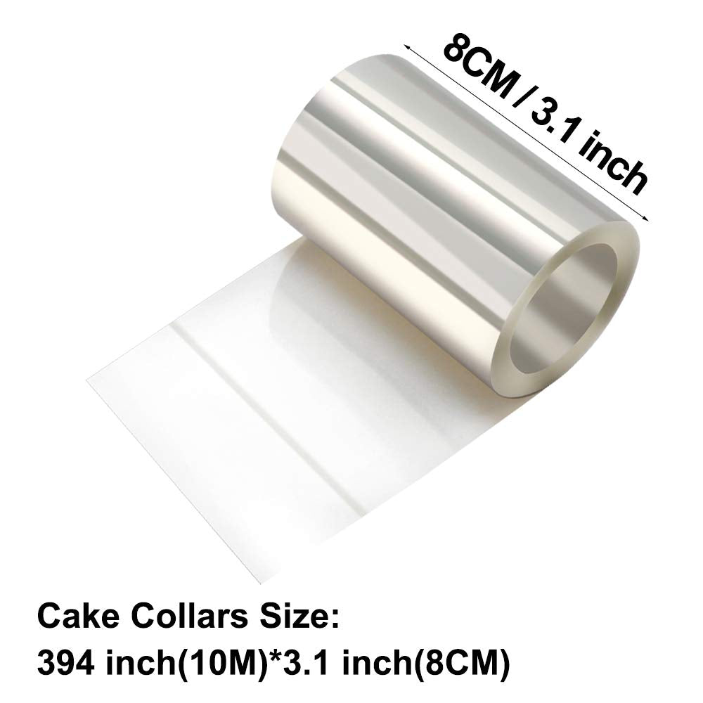 Cake Collars 3.1 x 394inch, Acetate Rolls, Clear Cake Mousse Strips, Transparent Cake Rolls, Cake Acetate Sheets for Chocolate Mousse Baking Cake Decorating
