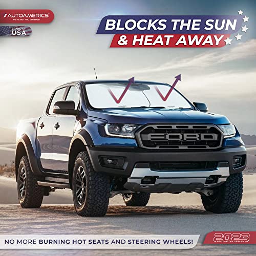 Autoamerics Windshield Sun Shade 2-Piece Foldable Car F
