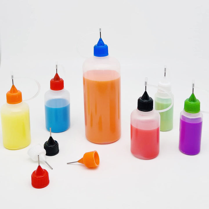 5 Pcs Needle Tip Bottle, 120ml /4 Ounce Precision Tip Applicator Bottles, with 2 Pcs Mini Funnel, Black Lid