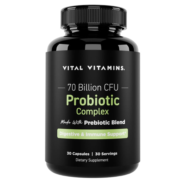 Probiotic Complex for Men &amp; Women (4-Pack) - 70 Billion CFU - Made with Prebiotic Blend - Digestive, Gut Health, &amp; Immune Support - Powerful Blend of 10 Strains