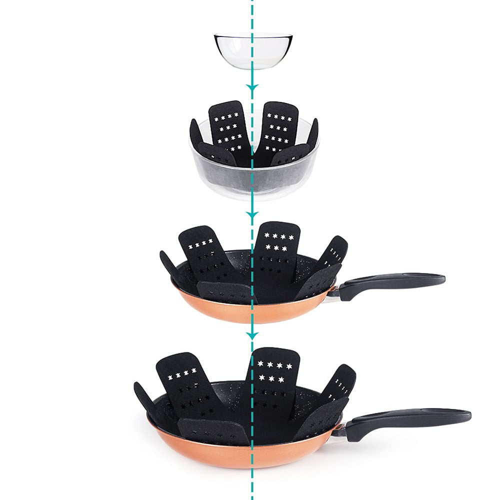 Pan Protector with Stars, Set of 12 and 3 Different Sizes, Black Pan Separators, Felt Pot Protectors for Stacking and Separating Your Cookware