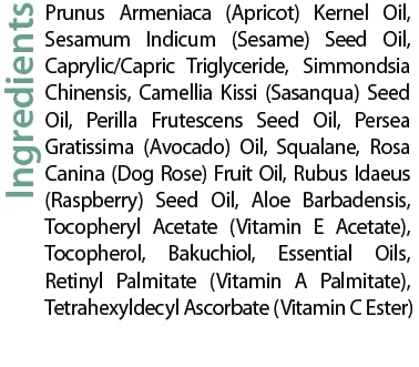 Skin Relief and Support Apricot Kernel Oil, Coconut Oil, Sesame Oil Jojoba Oil, Avocado Oil, Camellia oil, Rosehip oil Vitamin E, Serum .5 oz