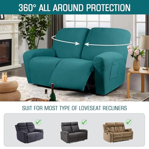 TAOCOCO Recliner Loveseat Slipcover, 6 Pieces Dual Recl