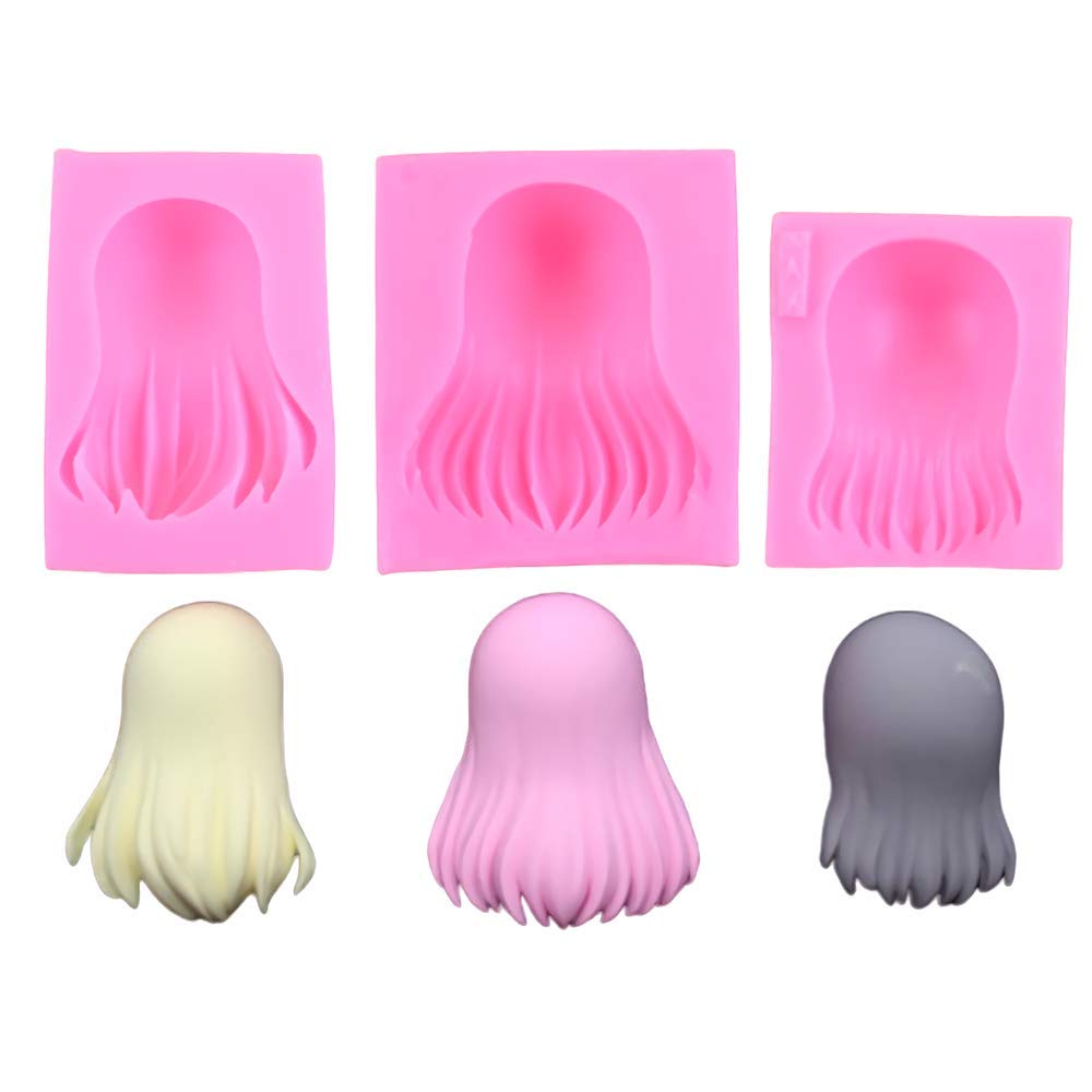 3Pcs/Set Girl Doll Hair Shaped Clay Mold Women Hairstyl