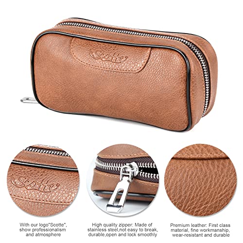 Scotte PU Leather Tobacco Smoking Wood Pipe Pouch case/Bag for 2 Tobacco Pipe and Other Accessories(Does not Include Pipes and Accessories)
