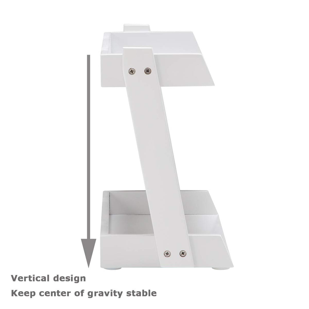 Bamboo Makeup &amp; Countertop Organizer, Small - 2 Layer Cosmetics, Lipsticks, Jewelry, Brushes, Hair Accessories &amp; Perfume Organizer for Dresser, Easy Assembly - White