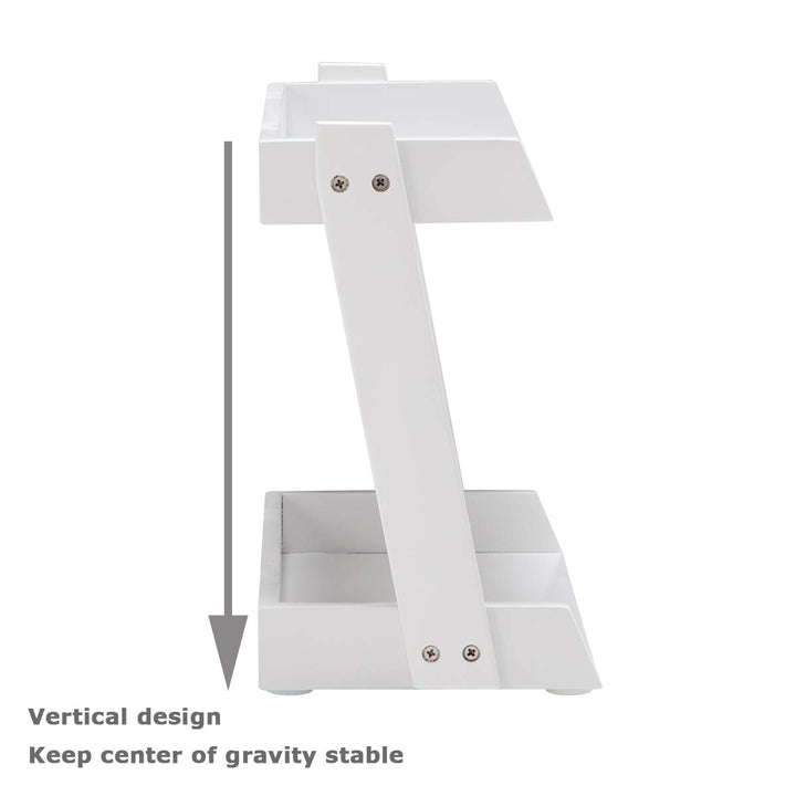 Bamboo Makeup &amp; Countertop Organizer, Small - 2 Layer Cosmetics, Lipsticks, Jewelry, Brushes, Hair Accessories &amp; Perfume Organizer for Dresser, Easy Assembly - White