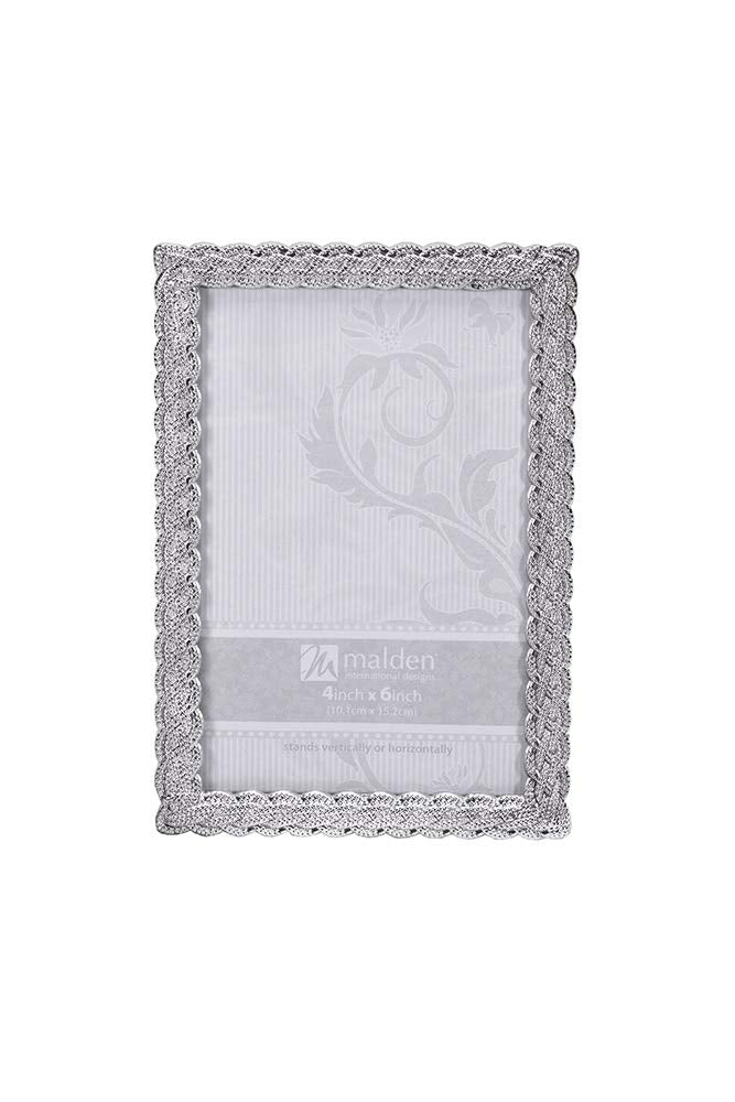 International Designs Belmore Silver Braided Picture Frame, 4x6, Silver