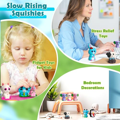 Jumbo Squishies Slow Rising, 8 Pack Animal Squishy Toys Cream Scented Squishies Pack Stress Relief Super Soft Squeeze Kawaii Cute Squishy Slow Rising for Kids