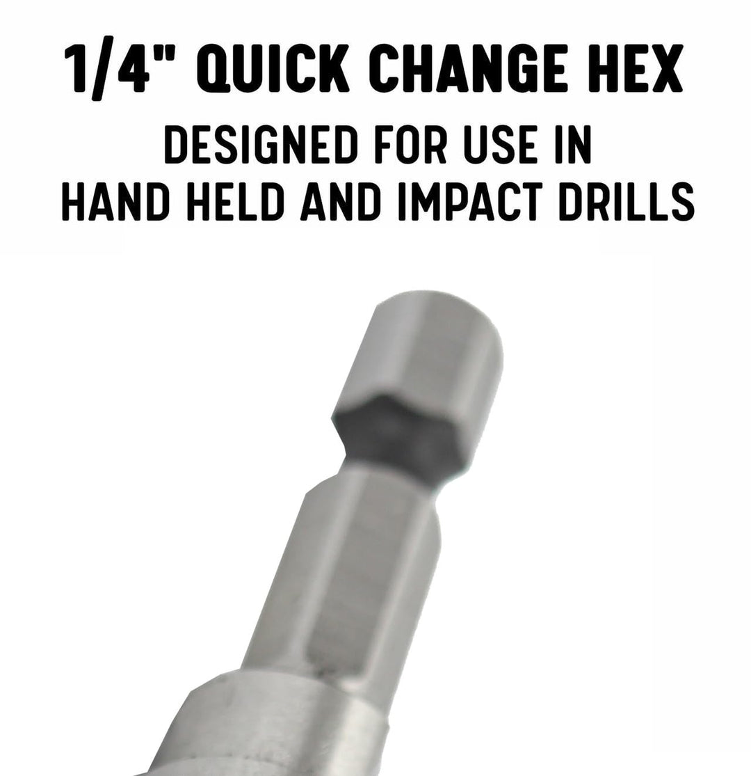 Drill Bit America #2 (3/16 - 1/2 x 1/16) High Speed Steel Step Drill Bit with Quick Change Hex Shank, VACHEX Series