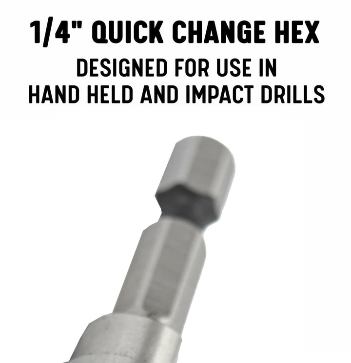 Drill Bit America #2 (3/16 - 1/2 x 1/16) High Speed Steel Step Drill Bit with Quick Change Hex Shank, VACHEX Series