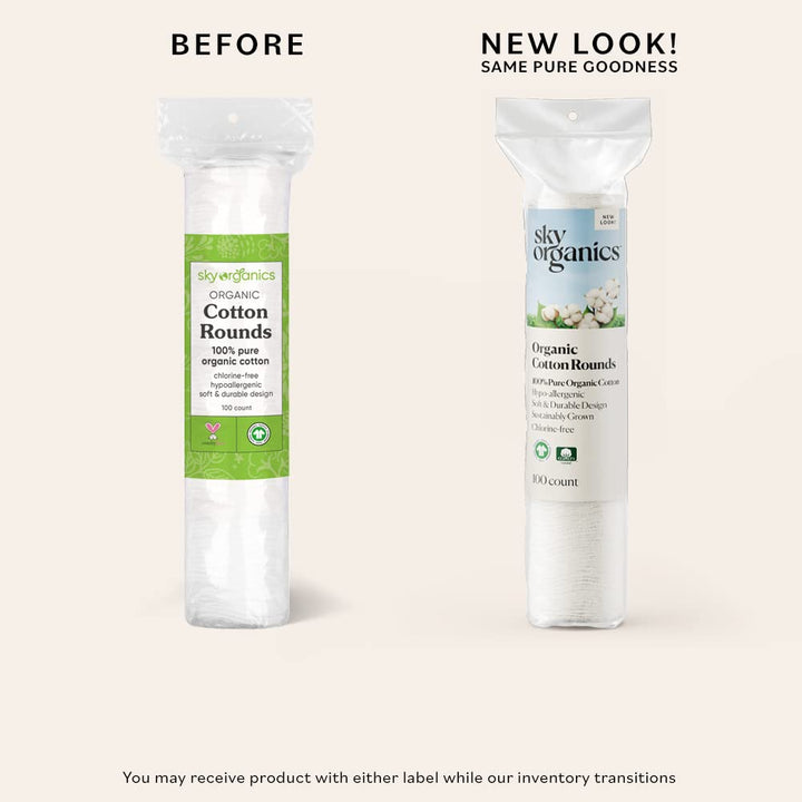 Cotton Rounds Organic (100 ct.), Fragrance &amp; Chlorine-Free Cotton Pads, 100% Biodegradable Ultra Absorbent Cotton Pads, Cruelty-Free Natural Make Up Removal &amp; Personal Care