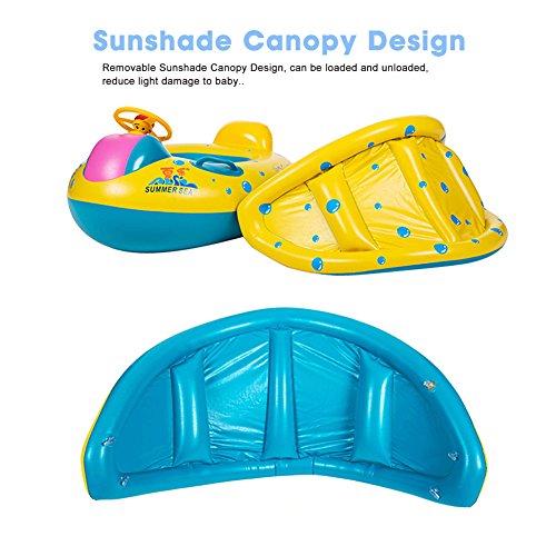 Baby Swimming Float, Baby Pool Float with Canopy, Inflatable Infant Pool Swimming Boat with Sunshade, Babies Swimming Float, Baby Pool Toy