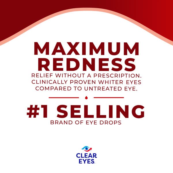 Clear Eyes Maximum Strength Redness Relief Eye Drops, 2