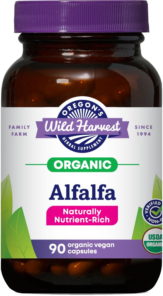 Alfalfa Capsules USDA Certified Organic Herbal Supplements, 90 Count