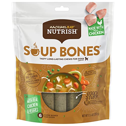 Rachael Ray Soup Bones Dog Treats, Chicken & Veggies Flavor, 6 Bones