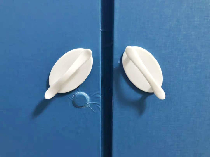 4 pcs White Self-Adhesive Handles for Sliding Door, Peel and Stick Cabinet Handles Without Drill, Stick on Knobs for Bathroom Mirror Doors
