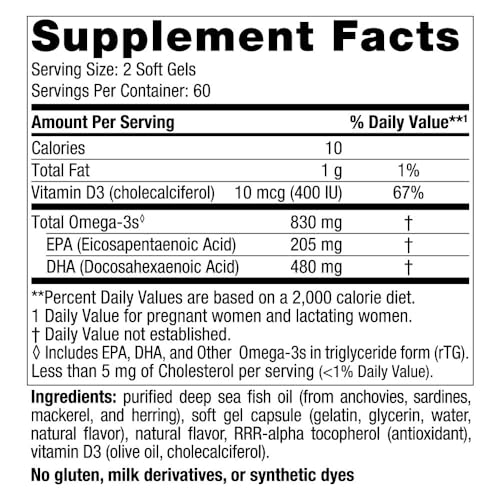 Prenatal DHA, Strawberry - 120 Soft Gels - 830 mg Omega-3 + 400 IU Vitamin D3 - Supports Brain Development in Babies During Pregnancy & Lactation - Non-GMO - 60 Servings