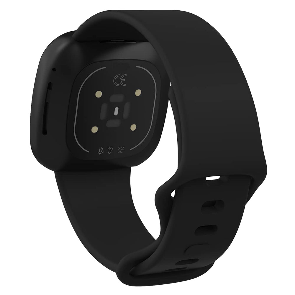 Compatible with Fitbit Sense Bands and Fitbit Versa 3 Bands,Silicone Replacement Smartwatch Tracker Bands Flexible Durable Watch Straps for Kids Women Man (Small, Black)