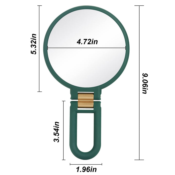 Handheld Mirror, 1x 15x Magnifying Makeup Mirror with Handle Double Side Hand Held Mirror with 1x15x Magnification &amp; Foldable Handle, Portable Travel Makeup Hand Mirror for Women (Army Green)