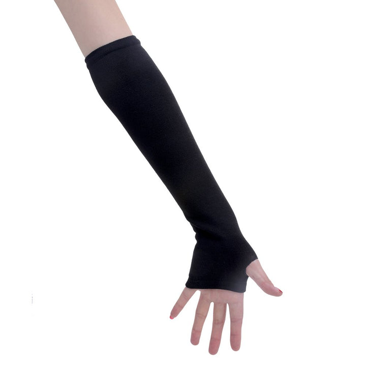 Women Punk Winter Arm Warmer Knitted Stretchy Soft Fingerless Gloves White Skeleton