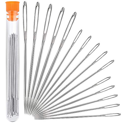 Large Eye Sewing Needles, Sewing Needles, Stainless Steel Embroidery Thread Needle, Handmade Yarn Knitting Needles Leather Needle (15 Pieces)
