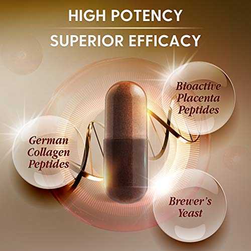 Le Ageless – Placenta Cell Rejuvenating Therapy from Japan – Enhanced with Collagen Peptide and Brewer’s Yeast to Supports Immune Health, Skin Regeneration, Anti-Aging – 60 Capsules