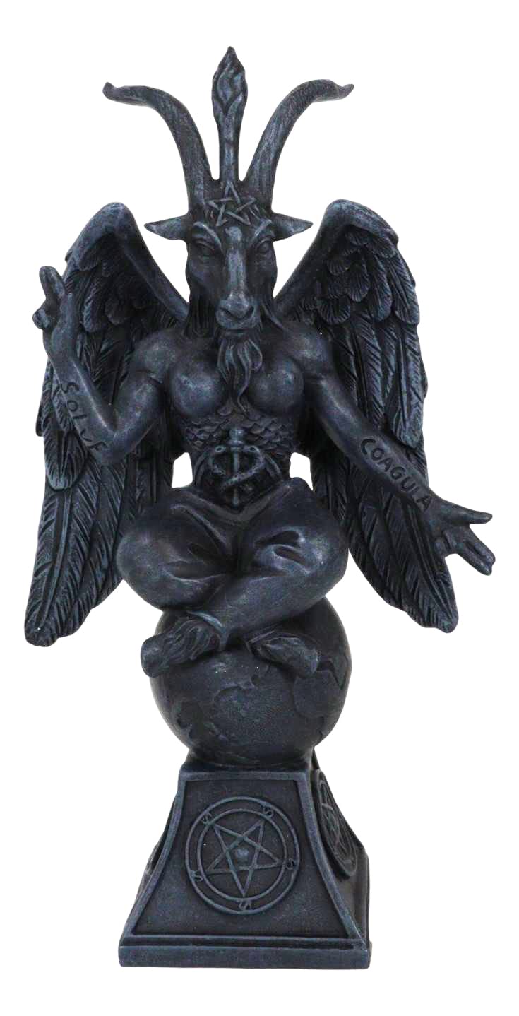 Sabbatic Goat Idol Baphomet Resin Statue Occultic Illuminati The Horned God Goat of Mendes Altar Sculpture Figurine (6.5 Tall Faux Stone Grey)