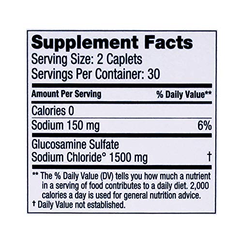 Crystalline Glucosamine Sulfate, 1500 Mg, Joint Supplement Pills for Knee Comfort &amp; Joint Health Support, 1500 Mg, 60 Count