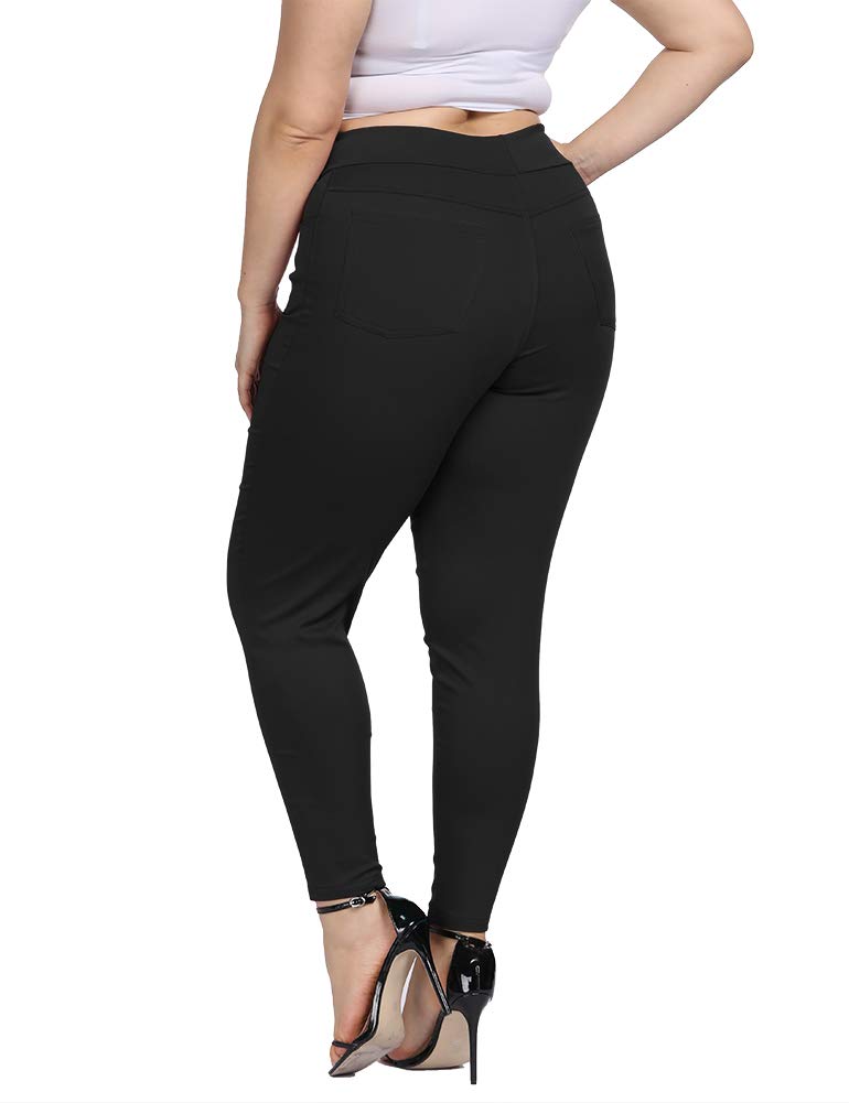 Plus Size Pants for Women Work Business Casual Skinny High Waisted Capri Pants 661_Black 18W