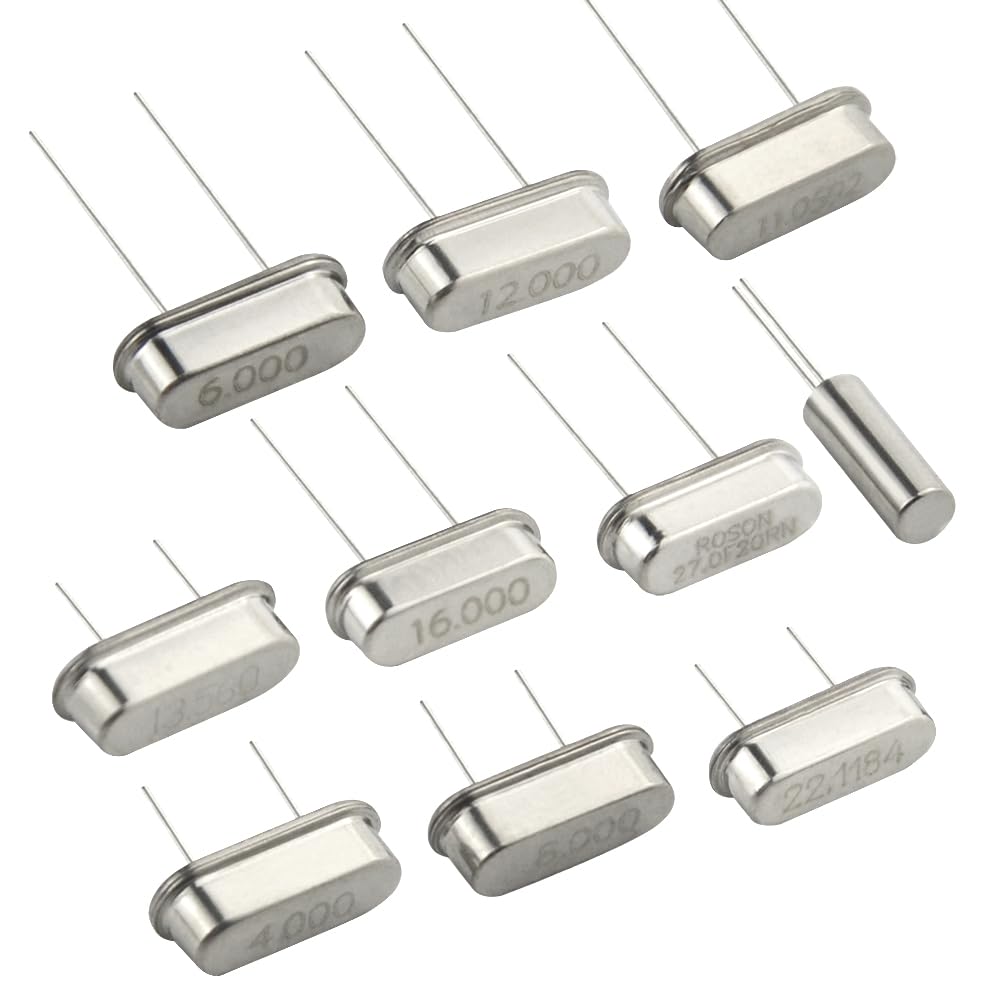 100 Pcs 10 Value DIP Quartz Crystal Oscillator 4M 6M 8M 11.052M 12M 13.56M 16M 22.1184M 27M 32.768K Crystal Resonators Oscillator Assortment Kit Each of 10Pcs