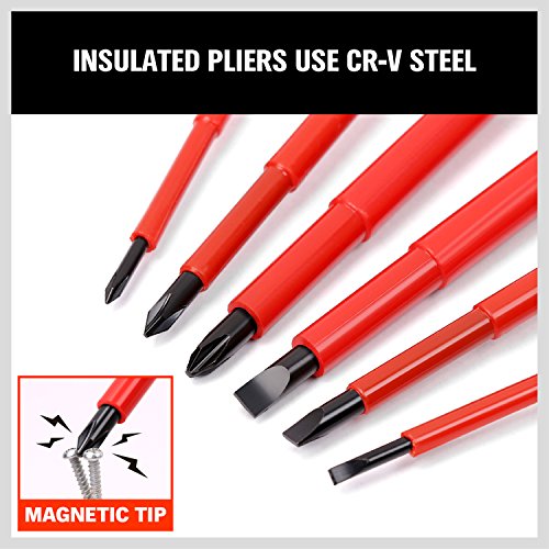 6-Piece 1000v Insulated Screwdriver Set, Magnetic Tip Electrician screwdriver Set (Insulated Screwdriver Set)