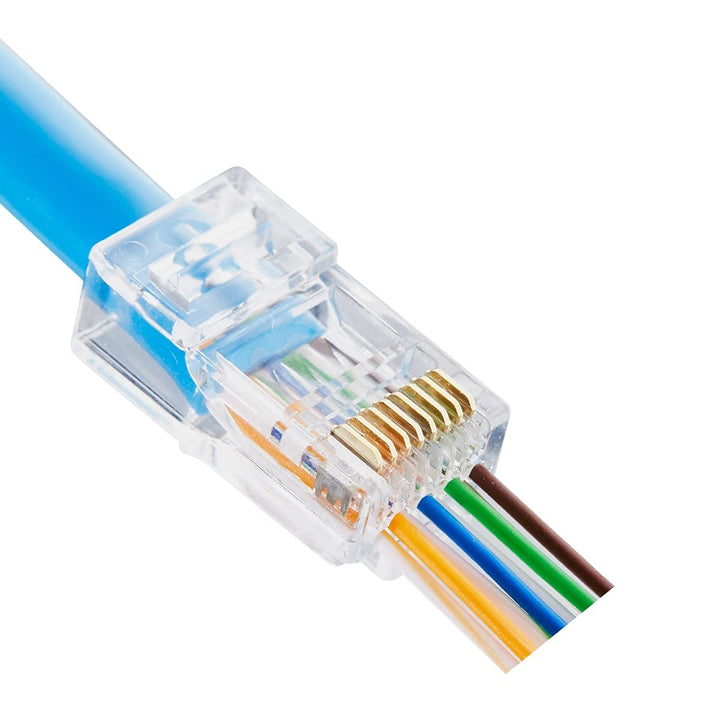 RJ45 Connectors CAT6 Pass Through Connectors Ends Gold Plated Ethernet Network Cable Plug for Large 23AWG Cat6 Cable - 50pcs