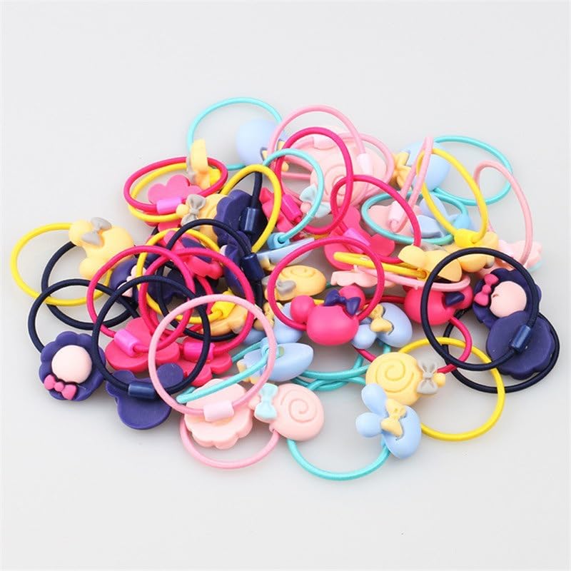 22PCS Baby Girls Cute Cartoon Hair Bows Elastics Ties Bands Hair Holders Ponytail Holders Head Bands Ropes Hair Elastics Accessories With a Cute Tin Box