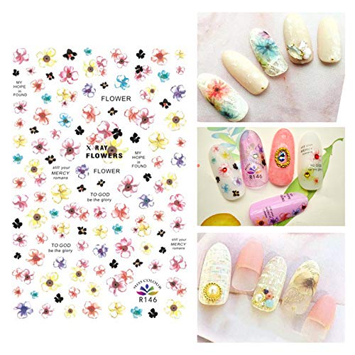 5 Sheets /350Pcs 3D Nail Art Dried Flowers Sticker Natural Real Dry Flower Nail Art Decoration Lovely Flower Beauty Nail Stickers for 3D Nail Art Acrylic UV Gel Tips