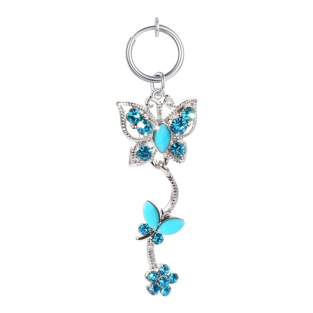 Silver Fake Belly Ring Fake Belly Piercing Fake Belly Button Rings Dangle Surgical Steel Fake Belly Button Piercing Clip On Belly Button Ring Turquoise Pendant Fake Belly Rings
