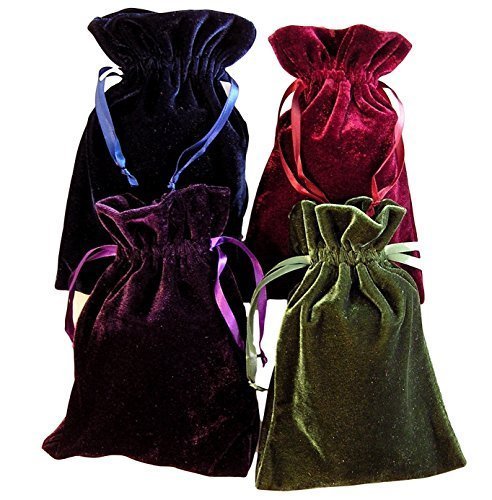 Tarot Rune Bag Bundle of 4: Moss Green, Navy Blue, Purple, Wine 6 x 9