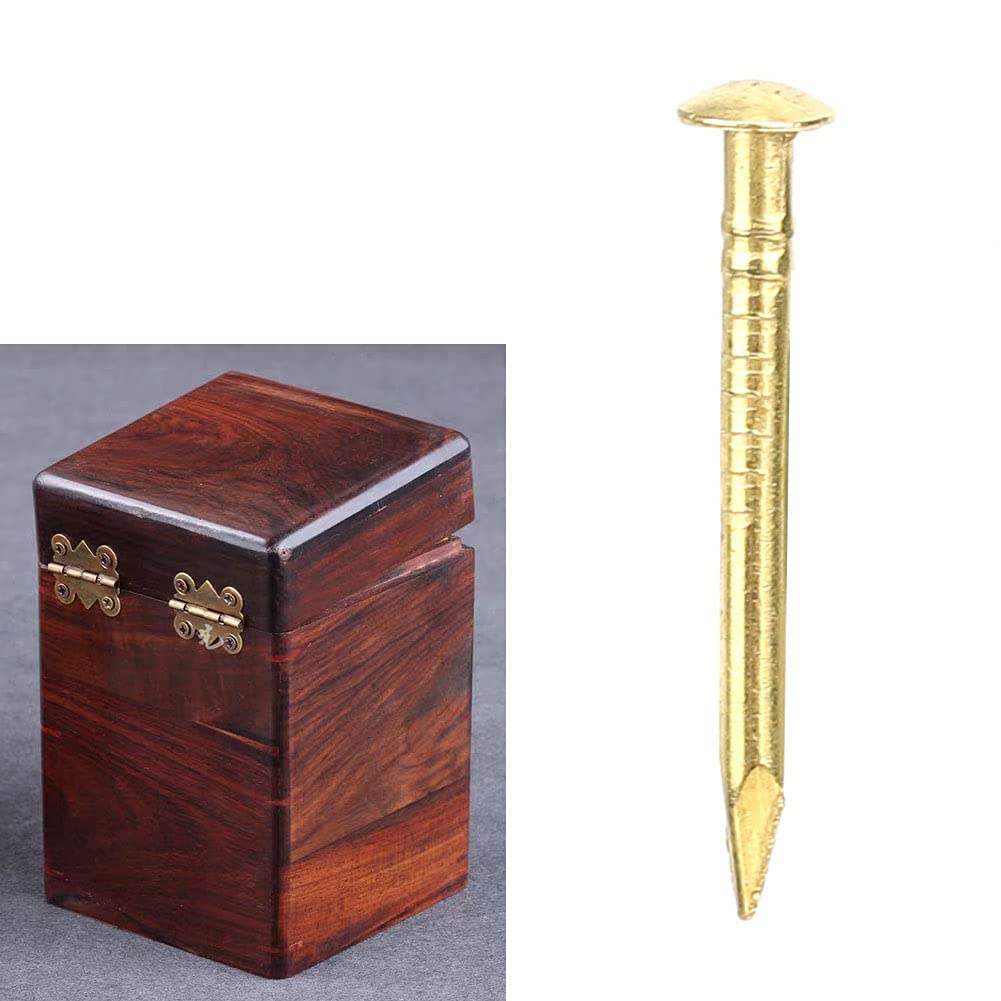 100Pcs Brass Escutcheon Tacks, Round Head Brass Brad Nail Hardware Nail Assortment Kit Furniture Hinge Hardware Accessories 10mm/15mm/18mm/22mm(18mm Length)