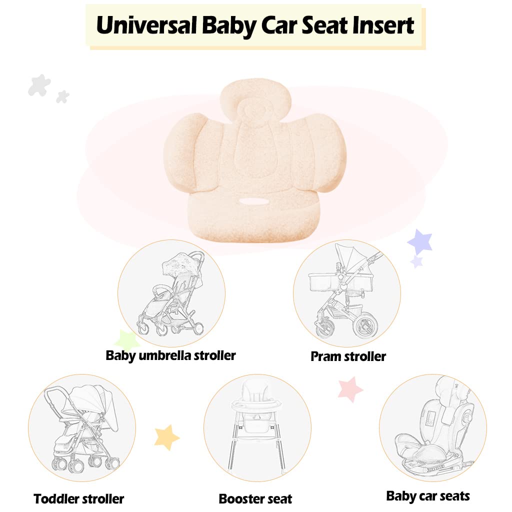 KAKIBLIN Baby Stroller Cushion, Soft Baby Stroller Liner Pram Head and Body Support Pillow Washable Baby Stroller Padding Head Support Cushion for Newborn, Pink