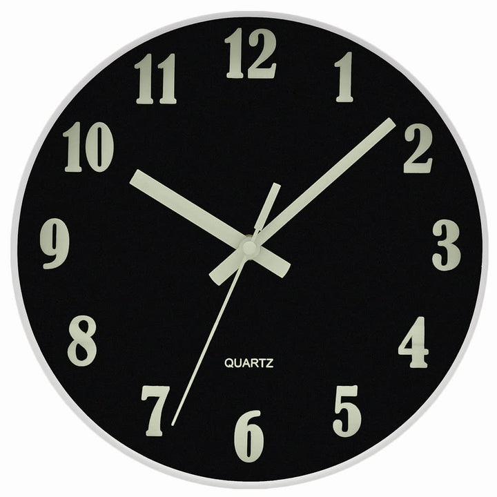Glow in The Dark Clock, 12 Inch Modern Silent Non Ticking Wall Clocks Battery Operated, Night Light Wall Clock for Living Room Decor, Wall Clock Decorative for Kitchen Bedroom (Green)