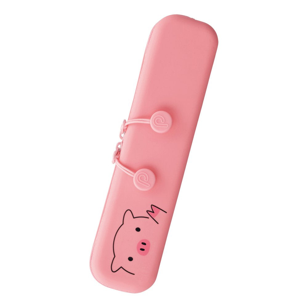 LIHIT LAB PuniLabo Slim Zipper Pen Pouch, 7.9 × 1.9, Pig (A7717-5)