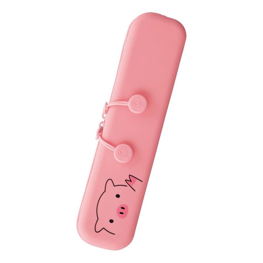 LIHIT LAB PuniLabo Slim Zipper Pen Pouch, 7.9 × 1.9, Pig (A7717-5)