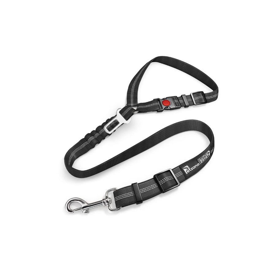 Dog Seat Belt Harness for Car - 2-in-1 Leash and Restraint Secures to Headrest. Adjustable Bungee, Strong, Durable, 360 Degree Swivel Attach Won't Twist, Reflective, Easy to Use (Black, 1PACK)